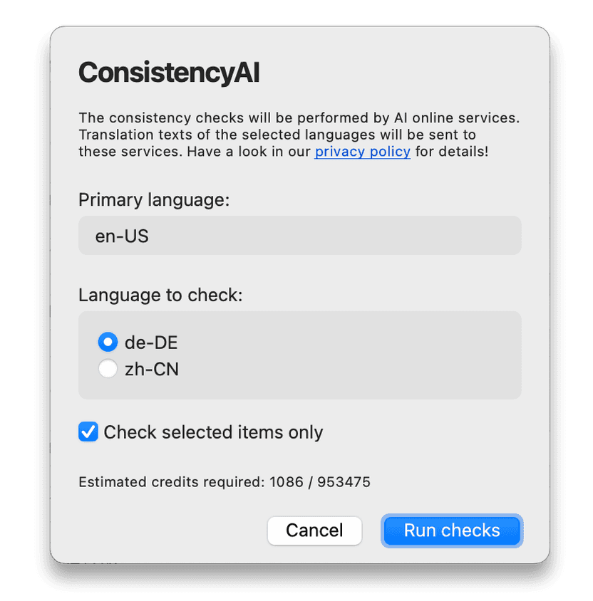 Configuring ConsistencyAI to process your translations.