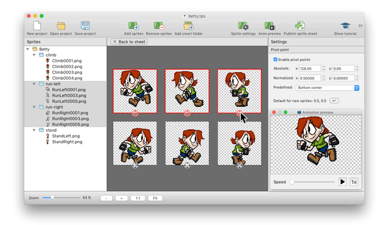 Creating sprite sheets for a Unity project with TexturePacker