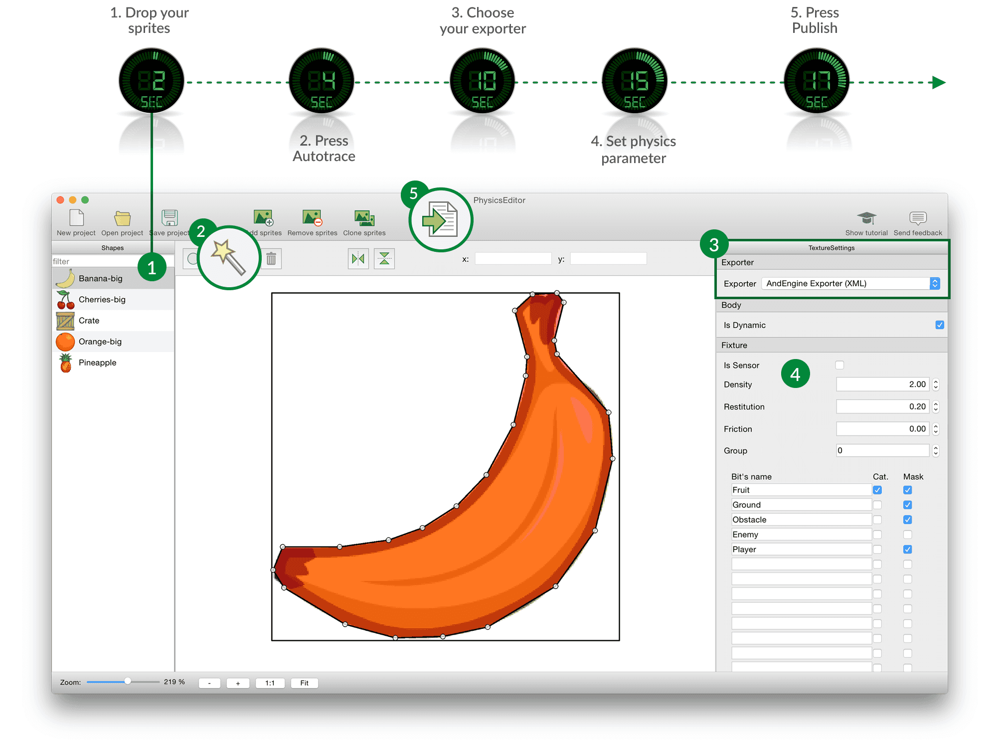 Create physic collision shapes in seconds