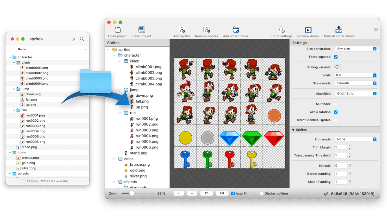 Smart folders: Watch for changes and re-build sprite sheets automatically