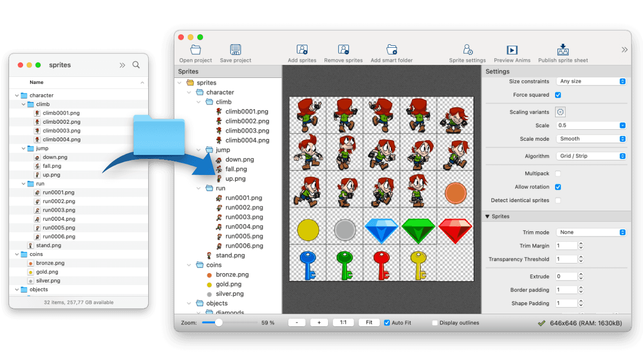 Texturepacker split sprite sheet - consultmyte