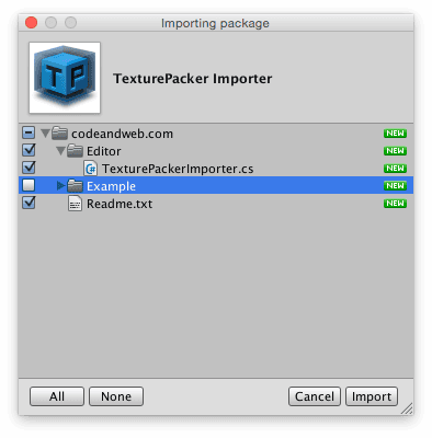 Install TexturePacker Importer