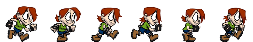 A simple sprite strip or animation strip for a game character