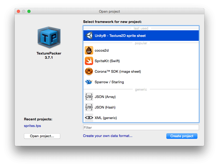 Start TexturePacker with Unity exporter