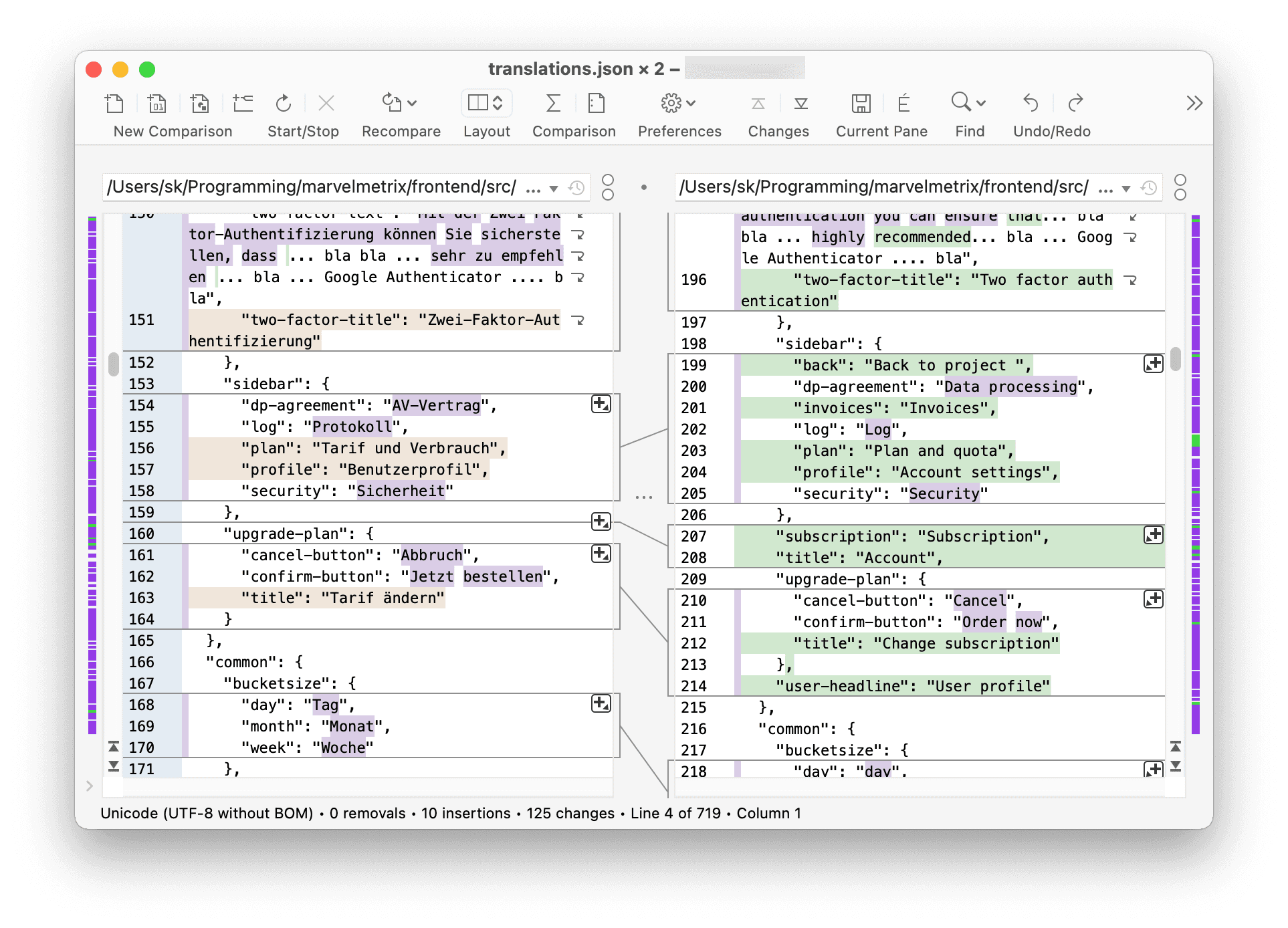 Working with translation files: Merge tool