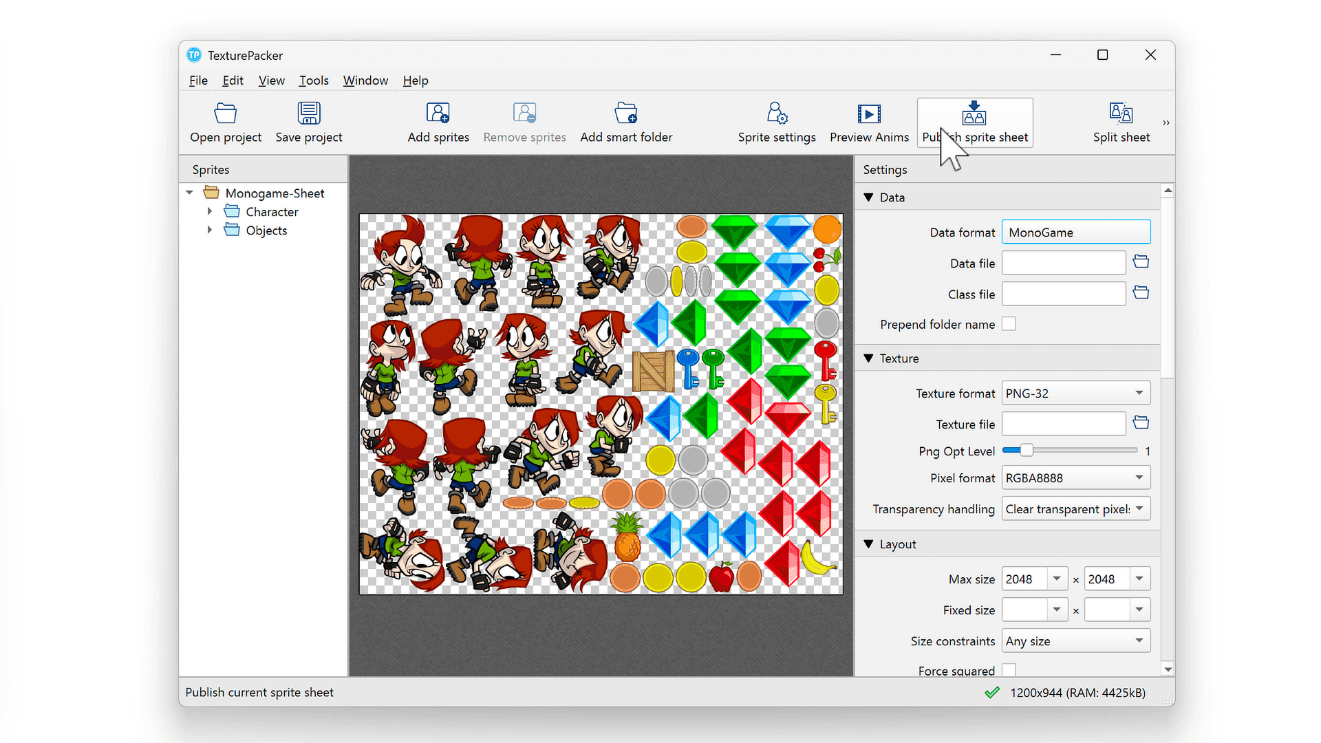 TexturePacker and Monogame - Easy sprite sheet packing and managing