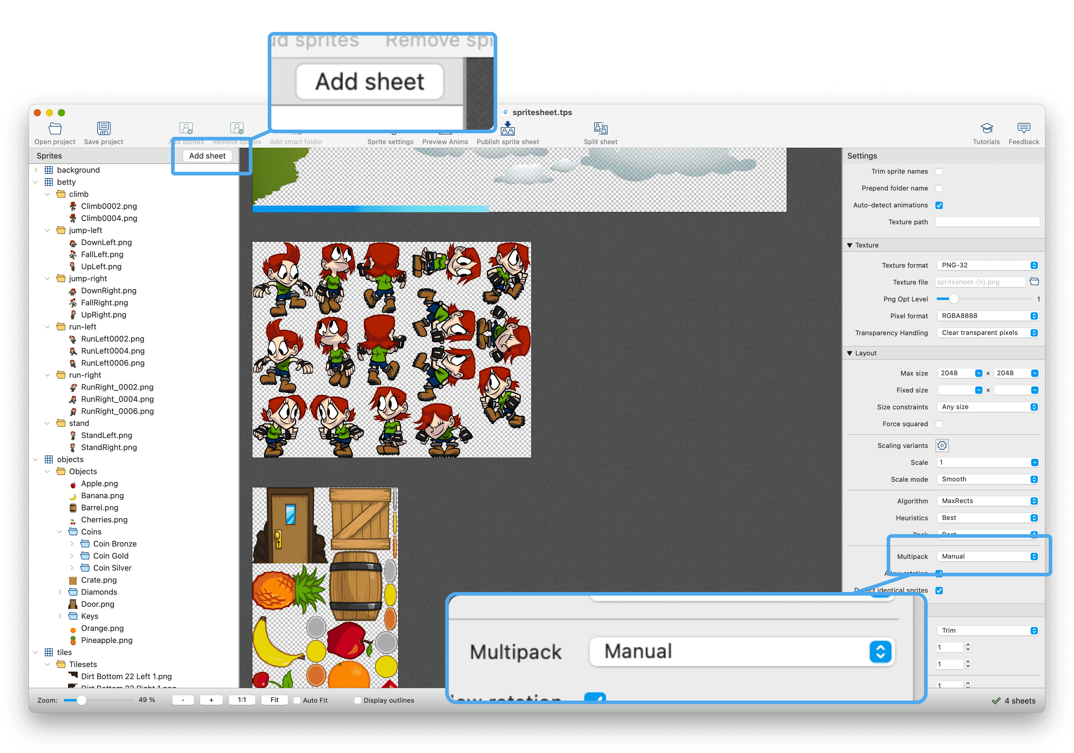 How to enable manual multipack mode in TexturePacker