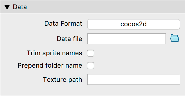 Data format and file settings for TexturePacker sprite sheets