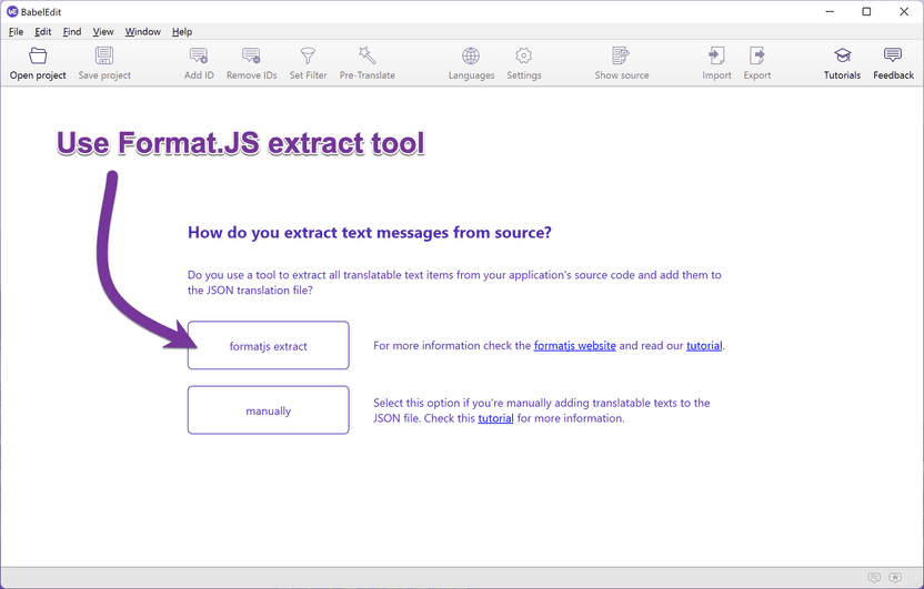 Select formatjs extract