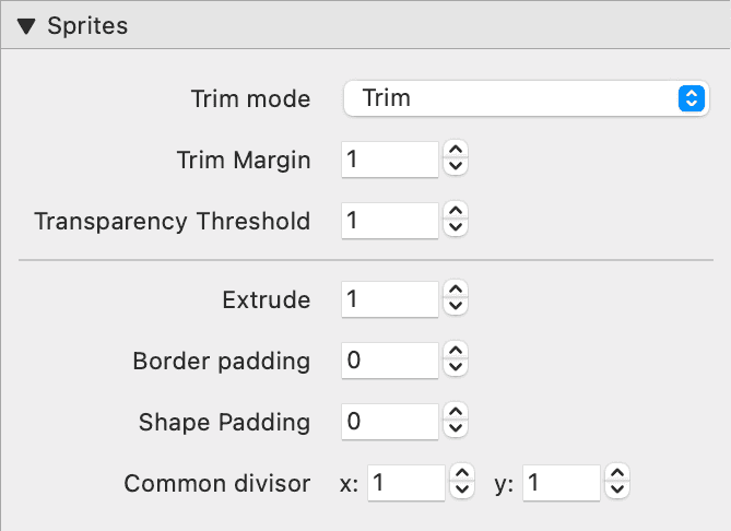 TexturePacker Documentation: Settings Sprites