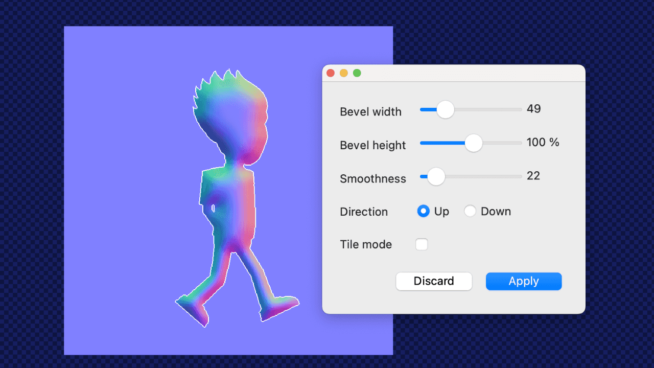 Automatically create normal maps from a sprites color or transparency.