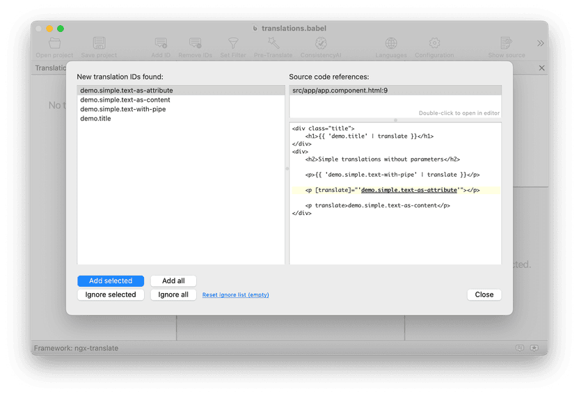Adding extracted IDs to your translation files. Adding extracted IDs to your translation files.