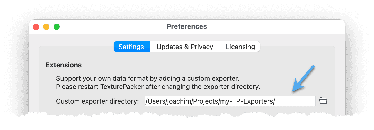 TexturePacker Documentation: Custom exporter - Preferences