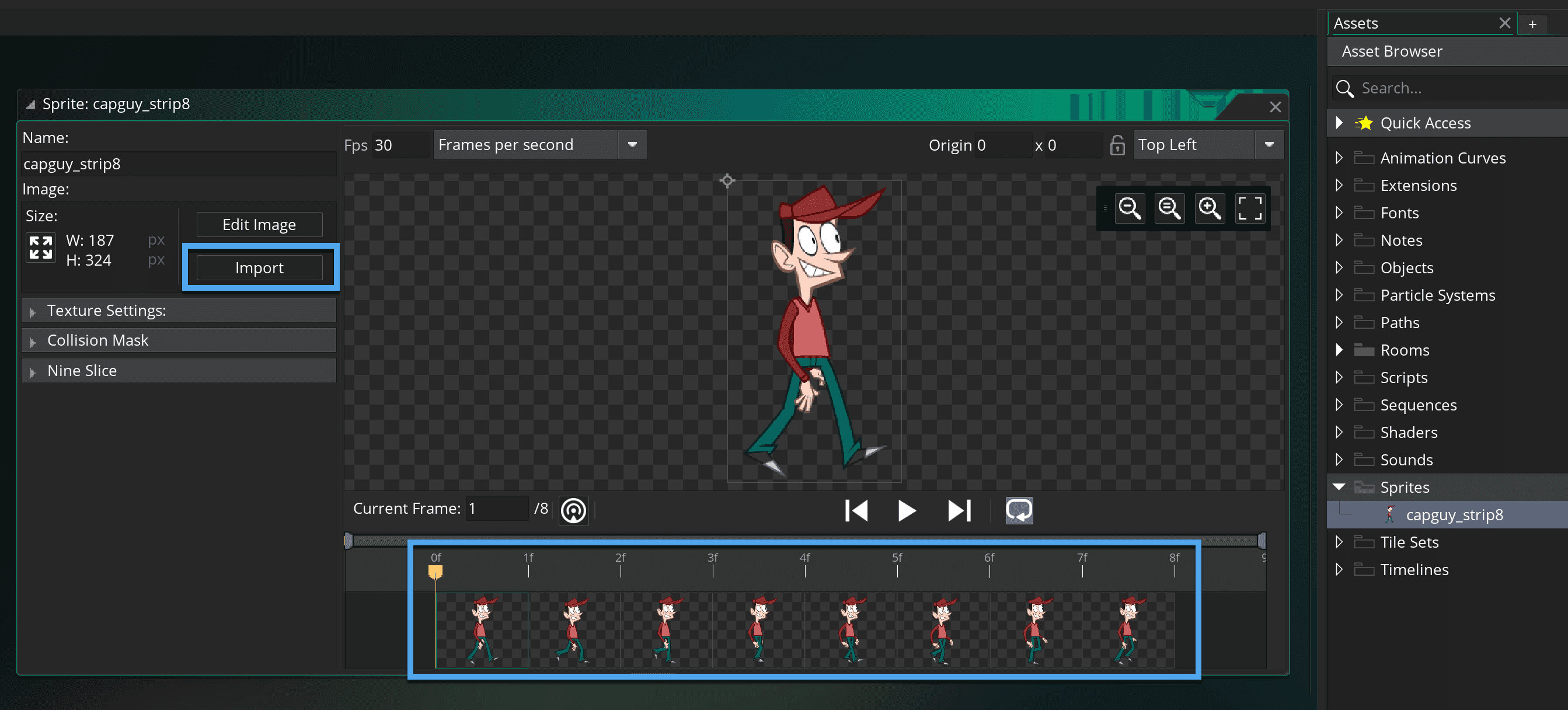 Import sprite strip in GameMaker Studio