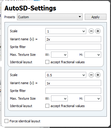 TexturePacker: show AutoSD Scaling variants settings