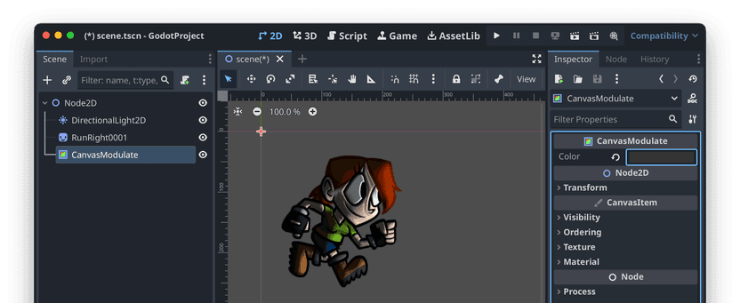 Lit sprite with some ambient light