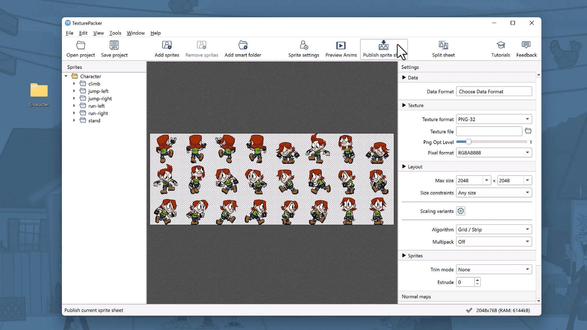 TexturePacker Quick Tutorial: How to create a sprite strip